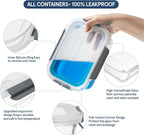 GC GENICOOK [10-Pack Glass Meal Prep Containers with Lids, Food Storage Containers with Snap Locking Lids, Airtight Lunch Containers, Microwave, Oven, Freezer and Dishwasher