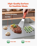 VEVOR Commercial Electric Griddle, 25.79 x 15.75 inch, 2800W, 122-570°F Adjustable Temp Control, Stainless Steel Body, Full Flat, with 2 Spatulas, 2 Brushes, and 4 Foot Pads, for Steak, Pancake