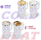 sweet grain 40 oz Tumbler with Handle and Straw, Keeps Drinks Cold Up to 24 Hours Leopard Tumbler, Stainless Steel Vacuum Insulated Travel Mugs for Water, Iced Tea or Coffee(Colorful)