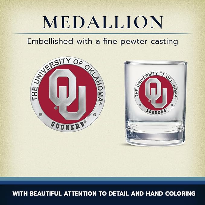 Heritage Pewter Oklahoma Double Old Fashion | Double Rocks Glass 14 OZ for Liquor | Expertly Crafted Pewter Glass