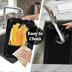 SUT 6-Pack Black Serving Trays for Entertaining-16 x 11" Serving Platters for Snacks, Fruit, Cookies Reusable Plastic Trays for Serving Food and Party Organization in Kitchen & Halloween Parties