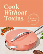 Caraway Nonstick Ceramic Sauté Pan with Lid (4.5 qt, 11.8") - Non Toxic, PTFE & PFOA Free - Oven Safe & Compatible with All Stovetops (Gas, Electric & Induction) - Perracotta