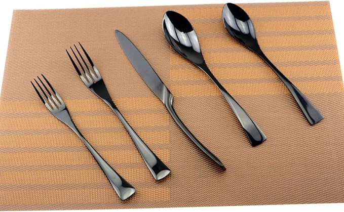 5-Piece Stainless Steel Flatware Silverware Set Service for 1 Dinnerware Mirror Polished Include Knife/Fork/Spoon Dishwasher Safe