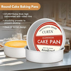 CURTA 10 Inch Round Cake Pan, 10x3 inch 2 Set Anodized Aluminum Round Baking Pan, Small Cake Pan Non-Toxic & Heavy Duty, Deep Side, Easy Clean & Dishwasher Safe