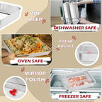 Leonyo Baking Pan with Lid Set of 2, 12⅓ x 9¾ x 2 Inch Rectangular Cake Pan, Refrige & Oven Safe Stainless Steel Deep Lasagna Pan Tray for Focaccia, Bread, Brownies, Casseroles