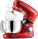 CHeflee Stand Mixer,600W 6+P With 6.5QT Stainless Steel Bowl,Dough Hook, Wire Whip & Beater,for Most Home Cooks,Red