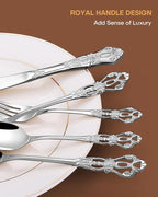 EUIRIO 48 Pieces Royal Silverware Set for 8, Gorgeous Retro Flatware Set with Steak Knives, Premium Stainless Steel Vintage Cutlery Utensils Set with Forks Spoons and Knives, Dishwasher Safe