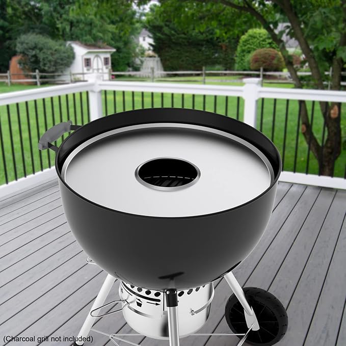 Stanbroil Round Griddle Insert for Weber 22" Kettle Charcoal Grills, Stainless Steel Flat Top Griddle Plate Plancha Kettle Grill Accessory