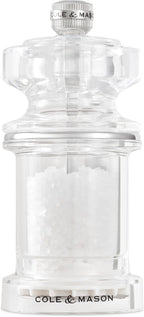 Cole & Mason 605 Refillable Spice Mill - Kitchen & Home Accessory - Table Salt Grinder - Salt Included - Acrylic - Salt Mill 4.5"