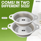 Collapsible Colanders (2 Pack Set) Food Strainers with Over-Sink Water Draining Base for Pasta Fruits and Vegetables (4 and 5 Quart) - White Beige