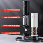 Electric Salt and Pepper Grinder Set Automatic Battery Pepper Mill Shakers Adjustable Coarseness Easy Filling Upgraded Larger Capacity with Led (2 Pack Black/White）