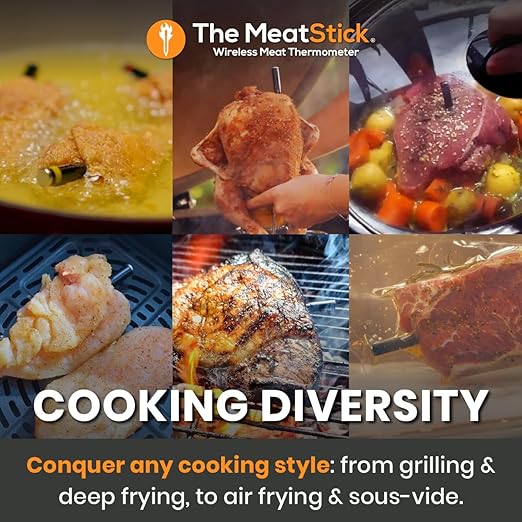 MeatStick Chef: Quad Sensors Smart Wireless Meat Thermometer-Meat Probe for Smoker, BBQ, Oven, Grill, Kitchen, Rotisserie, Air Fryer, Deep Frying-Limited Range