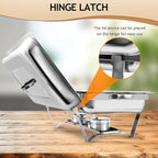 Chafing Dish Buffet Set, 8 Qt 1 Pack, Stainless Steel Rectangle Catering Warmer Server for Parties, Dinners, Catering, Buffet and Weddings