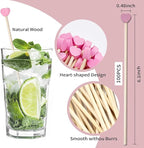 100PCS 6inch Rock Candy Sticks Wooden Swizzle Sticks for Lollipop Coffee Appetizer Skewers (Pink)