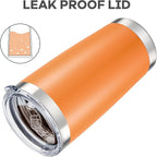 20 oz Tumbler with Lid Stainless Steel Double Wall Vacuum Insulated Tumblers Powder Coated Cups Travel Mug Keep Drinks Cold and Hot, Orange