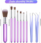 Sinmoe 10 Pieces Cake Candy Decorating Brushes Tools Cookie Decoration Brushes Pastry Brush and Stainless Steel Straight and Curved Tip Tweezers Pasta Tweezers for Baking Fondant (Purple Color)