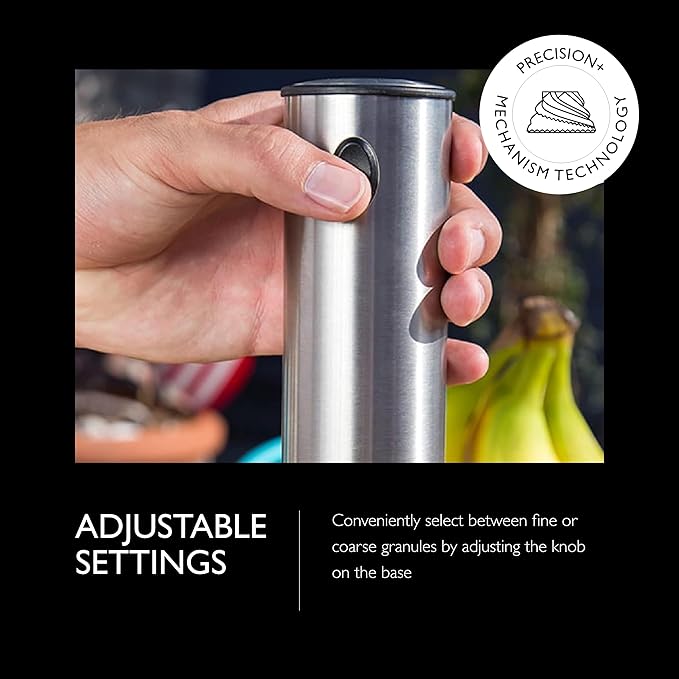 Cole & Mason Battersea Electronic Salt & Pepper Mill Gift Set - One-Button Electric Spice Grinder with Large Grinding Chamber - Adjustable Grind Knob - Electric Kitchen Tool - Stainless Steel