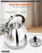 Whistling Tea Kettle for Stovetop, (2.64 Quart-Mirror） Food Grade Stainless Steel Teapot of 5-layer base