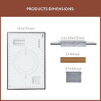 White Marble Rolling Pin with Stainless Steel Handles Baking Set - Silicone Baking Mat, Bench Scraper, Wooden Base