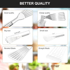 2-Piece Premium Fish Spatula Set, Big Size Stainless Steel, Thickness Blade Turner for Cooking, Flipping, Frying and Grilling
