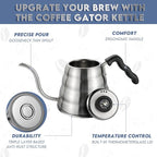 Pour Over Coffee Maker, 1.2L/40oz, Stainless Steel Gooseneck Kettle with Thermometer and 40pcs Filter Papers