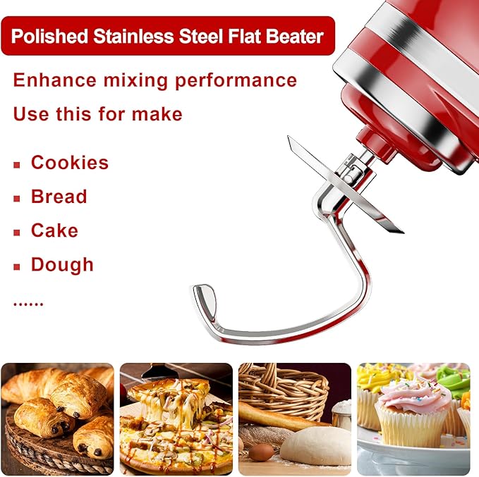 Stainless Steel Dough Hook for Kitchenaid Stand Mixer, Bread Hook for 4.5Qt -5 Qt Tilt-Head Stand Mixer, Dough Hook for Kitchenaid Mixer Attachments, Dishwasher Safe by GVODE