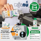 Breville Compatible Descaling Solution. 2 Bottles of Descaler Solution. Descaling Kit Removes Limescale For Hotter Coffee. 4 Uses Descaler For Breville Coffee Machines.