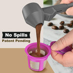 Coffee Scoop & Funnel for Reusable K Cup Refillable Coffee Pods, Coffee Measuring Spoon 2 Tablespoon Capacity, Scoop with Funnel for Ground Coffee, Protein Powder, Tea (Grey, 2 Pack)