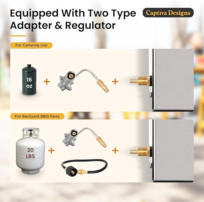 Captiva Designs 17 Inch 2 Burner Portable Propane Gas Griddle Grill with Lid, Outdoor Foldable Flat Top Grill with Stand for Barbecue, Camping and Tailgating
