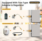 Captiva Designs 17 Inch 2 Burner Portable Propane Gas Griddle Grill with Lid, Outdoor Foldable Flat Top Grill with Stand for Barbecue, Camping and Tailgating