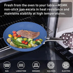 MsMk Blue 8" + 9.5" + 11" Ceramic Non Stick Frying Pans Sets, PFOA Free Non-Toxic, Scratch-resistant, Oven-Safe, Induction Ready, Compatible with All Cooktops