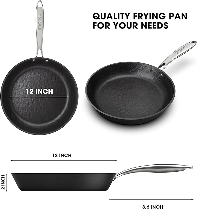 imarku Non Stick Frying Pans - 12 inch Frying Pan Nonstick Skillet, Large Frying Pans Nonstick Dishwasher Safe for Cooking with Cool Stainless Steel Handle,Easy Cleanup, Best Gifts