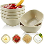 Wrova 6-Pack Wheat Straw Dipping Bowls, 5oz - Unbreakable, Microwave & Dishwasher Safe for Ketchup, Sushi, Condiments - Beige Series