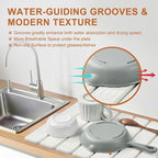 Stone Dish Drying Mat for Kitchen Counter,16"x12",Roll Up Self Drying Dish Mat with Water-Guiding Grooves, Natural Diatomite Quick Dry Stone Mat for Dishes & Utensils