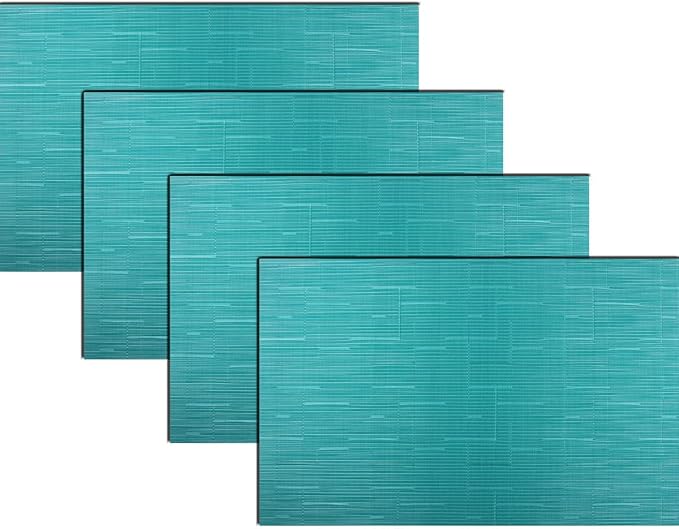 PIGCHCY Placemats,Durable Heat Resistant Placemats for Dining Table,Washable Woven Vinyl Kitchen Placemats Set of 4 (18 x 12 inches, Turquoise)