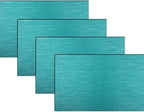 PIGCHCY Placemats,Durable Heat Resistant Placemats for Dining Table,Washable Woven Vinyl Kitchen Placemats Set of 4 (18 x 12 inches, Turquoise)