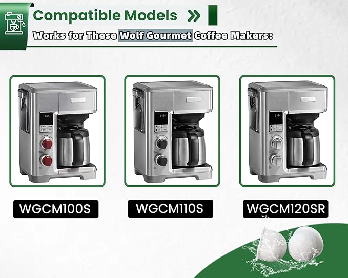 12 Pack WGCM350 Activated Carbon Water Filter Pods Replacement for Wolf Gourmet Coffee Maker System - Compatible with WGCM100S WGCM110S WGCM120S