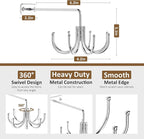 ZEDODIER Kitchen Cooking Utensil Holder, 360° Rotating Kitchen Hooks for Hanging Utensils, Heavy Duty Metal Utensil Rack with 8 Storage Capacity for Utensil, Towel, Pot, Glove, Aprons, Silver