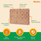 Riveira Bamboo End Grain Wood Cutting Board – Versatile And Durable: Set Of 3 Pcs Wooden Cutting Boards – Natural Wooden Cutting Boards For Kitchen Set – Complete Bamboo End Grain Cutting Board