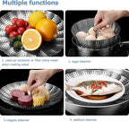 Vegetable Steamer Basket, 304 Stainless Steel Steamer for Cooking, Expendable Food Steamer to Fit Various Size Pot (5.7" to 9" + 7.3" Kitchen Tong)