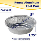 IDL Packaging 9" Round Aluminum Foil Pans (Pack of 50) - 1.75" Deep, Angled Walls - For Roasting, Baking, Cooking, Freezing - Disposable Aluminum Food Containers - Pie & Tart & Leftover
