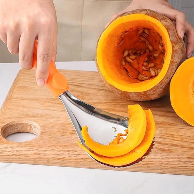 2 PCS Pumpkin Pulp Remover Corer Scoop Manual Scoop Pulp Separator Stainless Steel Scooper Scraper Veggie Vegetable Corer Remover for Halloween Pumpkin