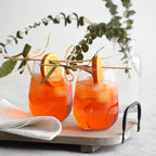 LAV Stemless Red & White Wine Glasses Tumbler Set of 6 - Drinking Glassware for Water Champagne Martini Mimosa Prosecco Cocktail Sangria - Short 16 oz No Stem Glasses Dishwasher Safe