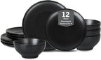 Stone Lain Rio 12-Piece Dinnerware Set Stoneware, Black