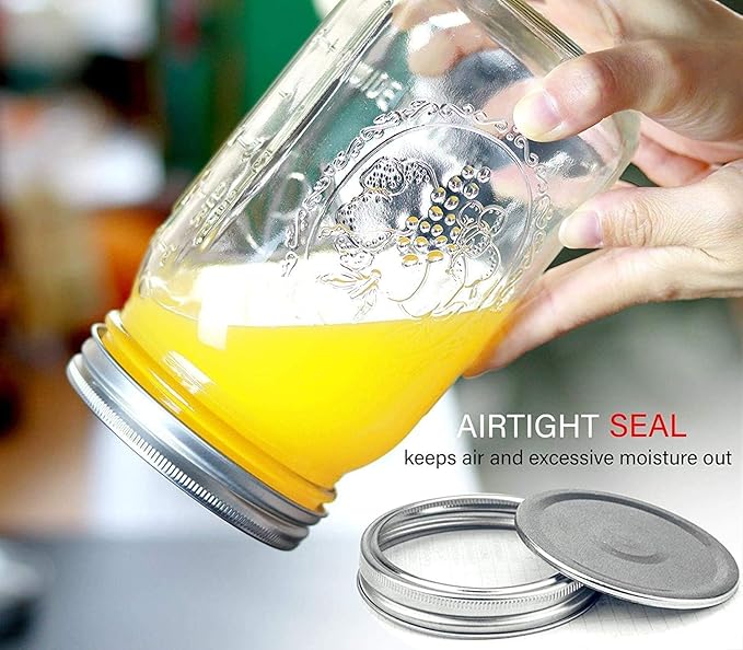 Wide Mouth Mason Jars 32 oz - 12 Pack Large Glass Mason Jars with Airtight Lids and Bands, 1 Quart Glass Jars for Pickling, Canning, Fermenting and Food Storage, Microwave & Dishwasher Safe