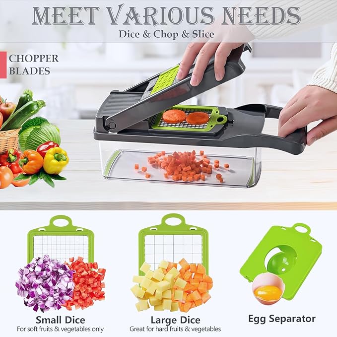 Pro-Series 20-in-1 Mandoline Slicer & Spiralizer, Veggie Chopper with Container, Home Essential Kitchen Gadget