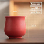 4-Oz Ceramic Espresso Cups Set - Multi-Color, Handle-Free Design for Home & Cafe | Dishwasher-Safe Stoneware Cups (red, 2)