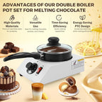Electric Chocolate Melting Pot, 1kg Capacity, Adjustable Temperature, Ceramic Coating, Easy to Clean, Multi-Use for Chocolate, Butter, Cheese, and Candy - Perfect for Home and Commercial Use