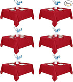 Fitable 6 Pack Red Square Tablecloths - 70 x 70 Inches - Stain Resistant and Reusable Table Clothes, Polyester Fabric Table Covers for Dining, Card Tables, Coffee Tables