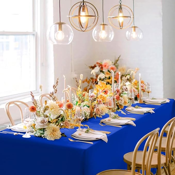 sancua Rectangle Tablecloths 6 Pack - 90x156 Inch - Royal Blue Washable Fabric Cloth Table Cloth, Large Reusable Polyester Table Covers for Wedding, Party, Birthday, Banquet